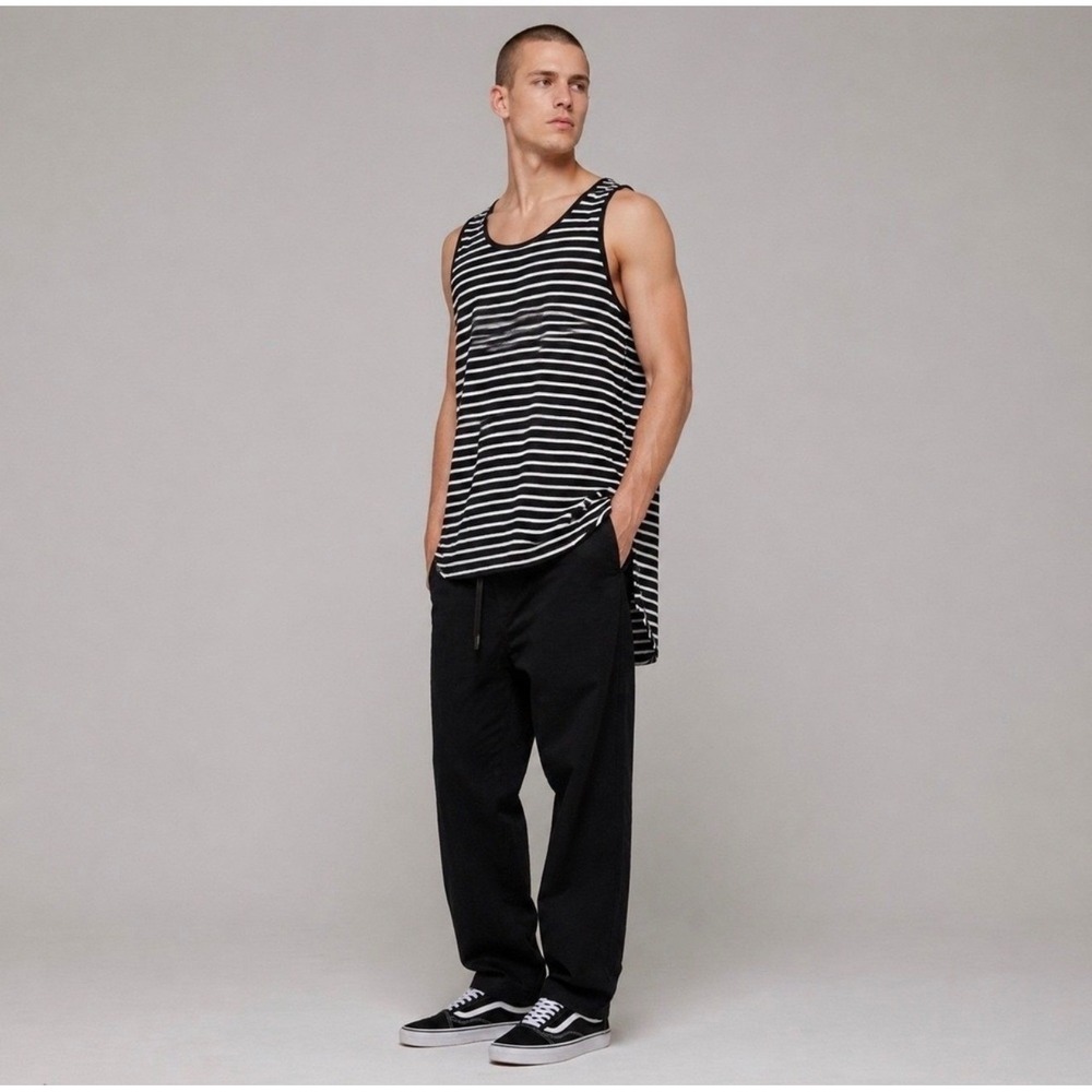 Fear of God Striped Tank Top Black White Fourth Collection 2016-2017 USA 2XL EUC